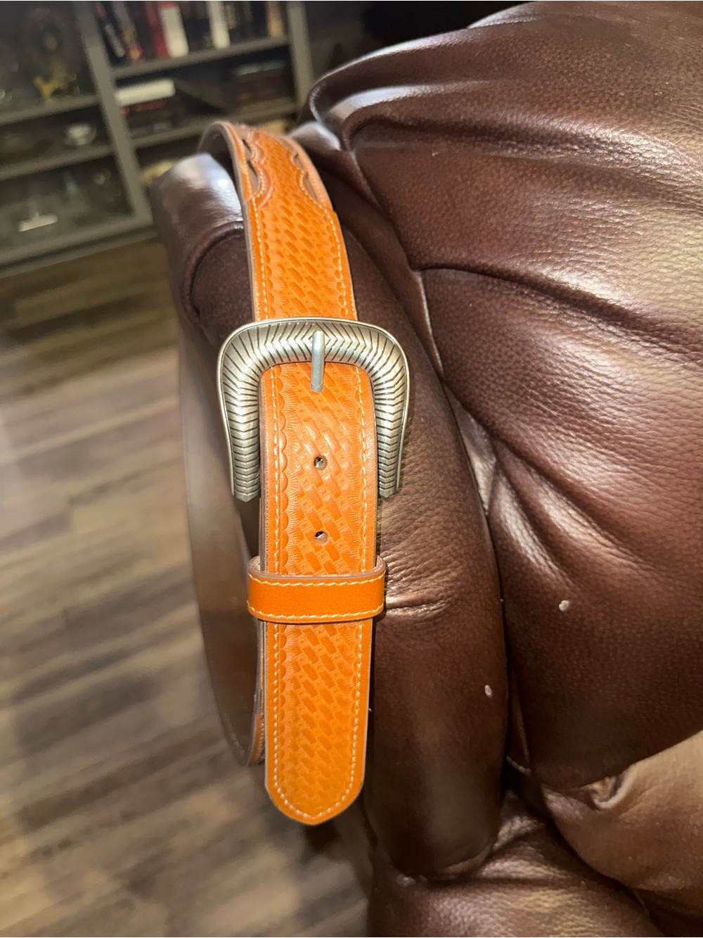 CODY JAMES MEN'S CHESNY CROSS-STITCHED WESTERN BELT Size 40